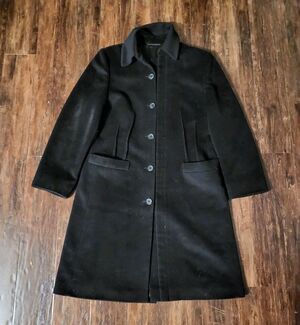 Mark Shale Wool Overcoat Charcoal Black Button Down Business Dress Coat 42